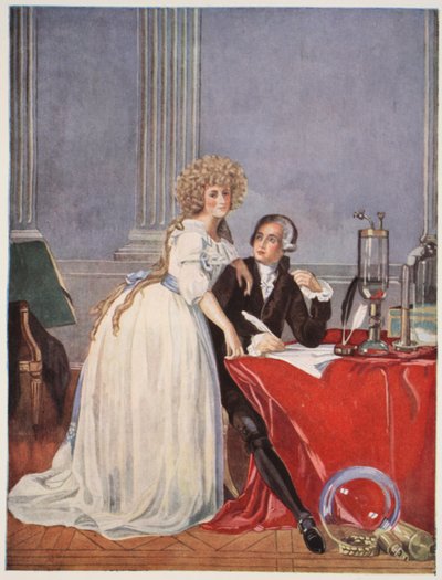 Lavoisier and his wife, copy by Boris Mestchersky, illustration from 